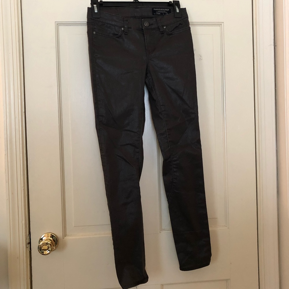 AllSaints Reflective Dark Gray Skinny Jeans